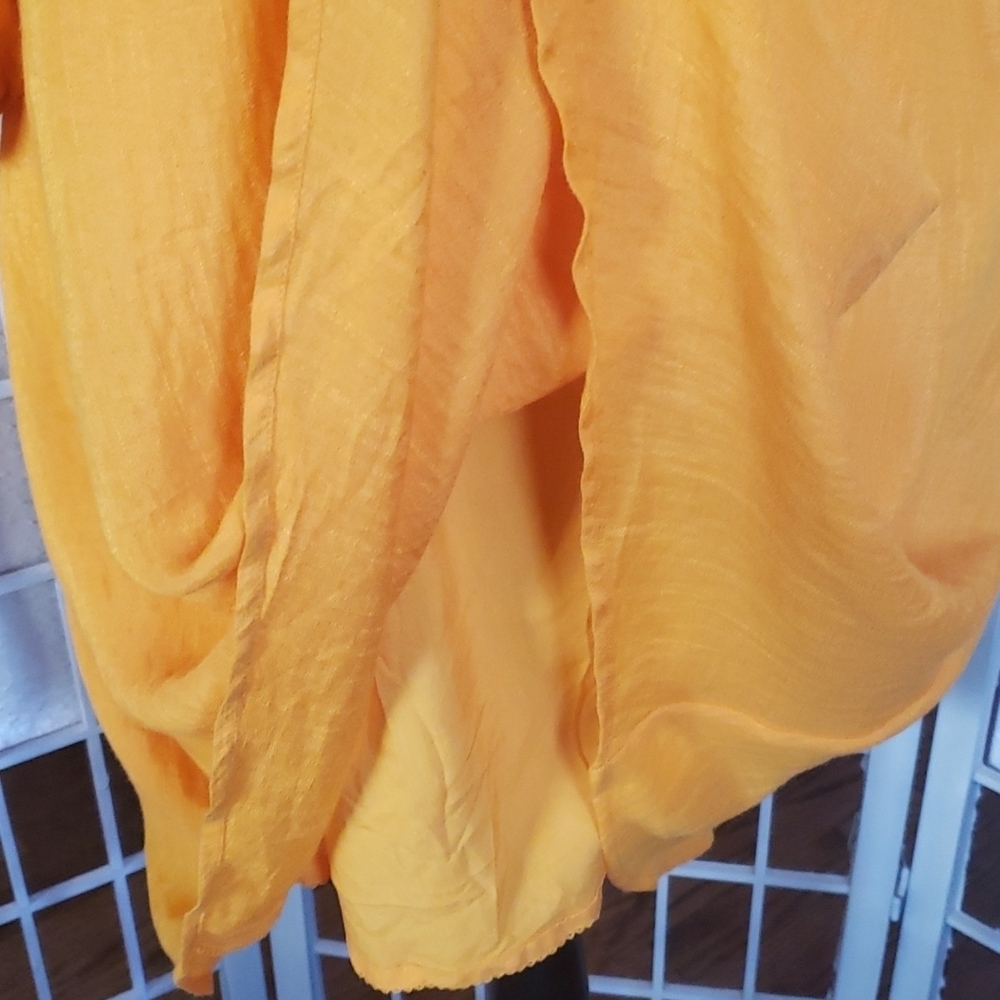Moulinette Soeurs by Anthro yellow cold shoulder long sleeve high waist dress S - Picture 3 of 7